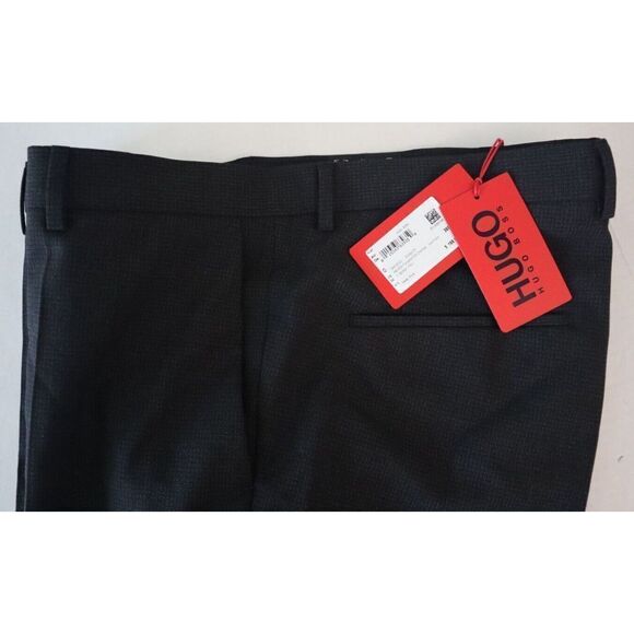 Hugo Boss 50456479 Men's Sz 36R Charcoal Super-Flex Micro-Check Chino Pants $198 - Picture 5 of 13